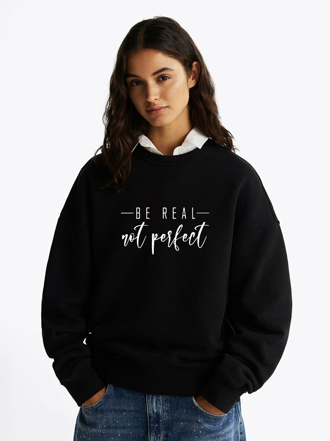 Kotty Women Typography Printed Round Neck Full Sleeve Pullover Sweatshirt