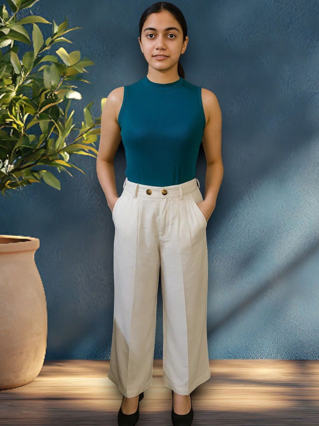 Kotty Women High-Rise Easy Wash Pleated Trousers