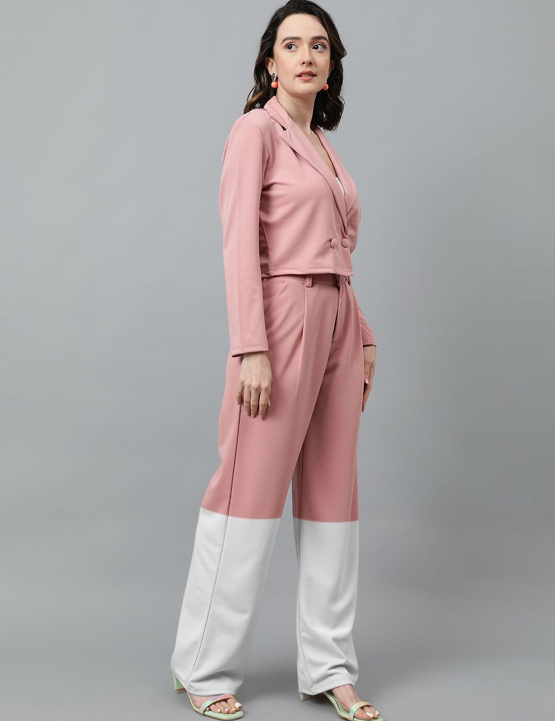 Kotty Women Colourblocked High-Rise Easy Wash Trousers