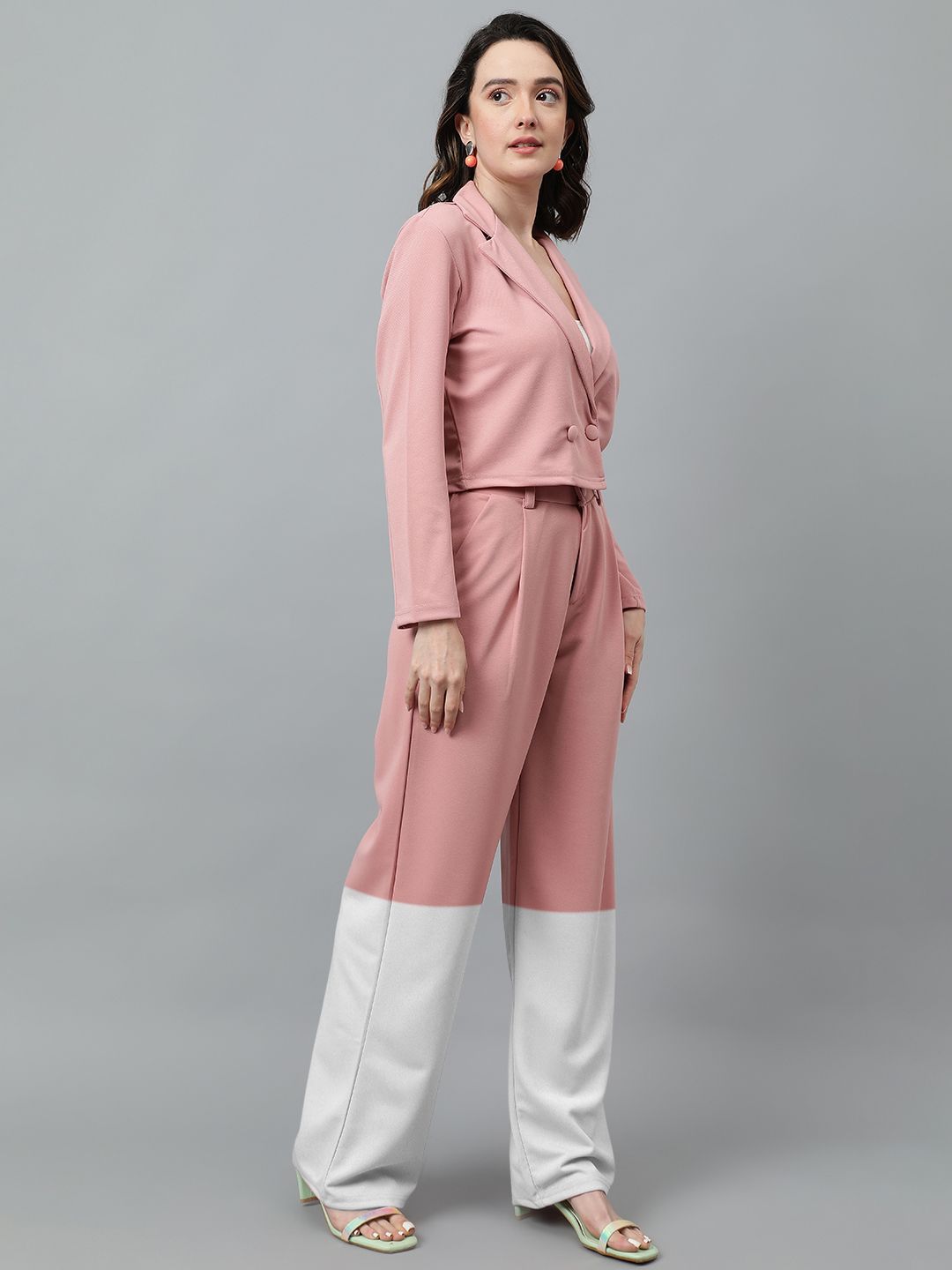 Kotty Women Colourblocked High-Rise Easy Wash Trousers