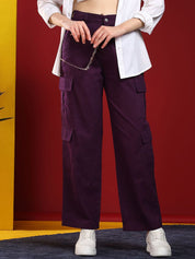 Kotty Women Regular Fit High-Rise Cargos Trouser