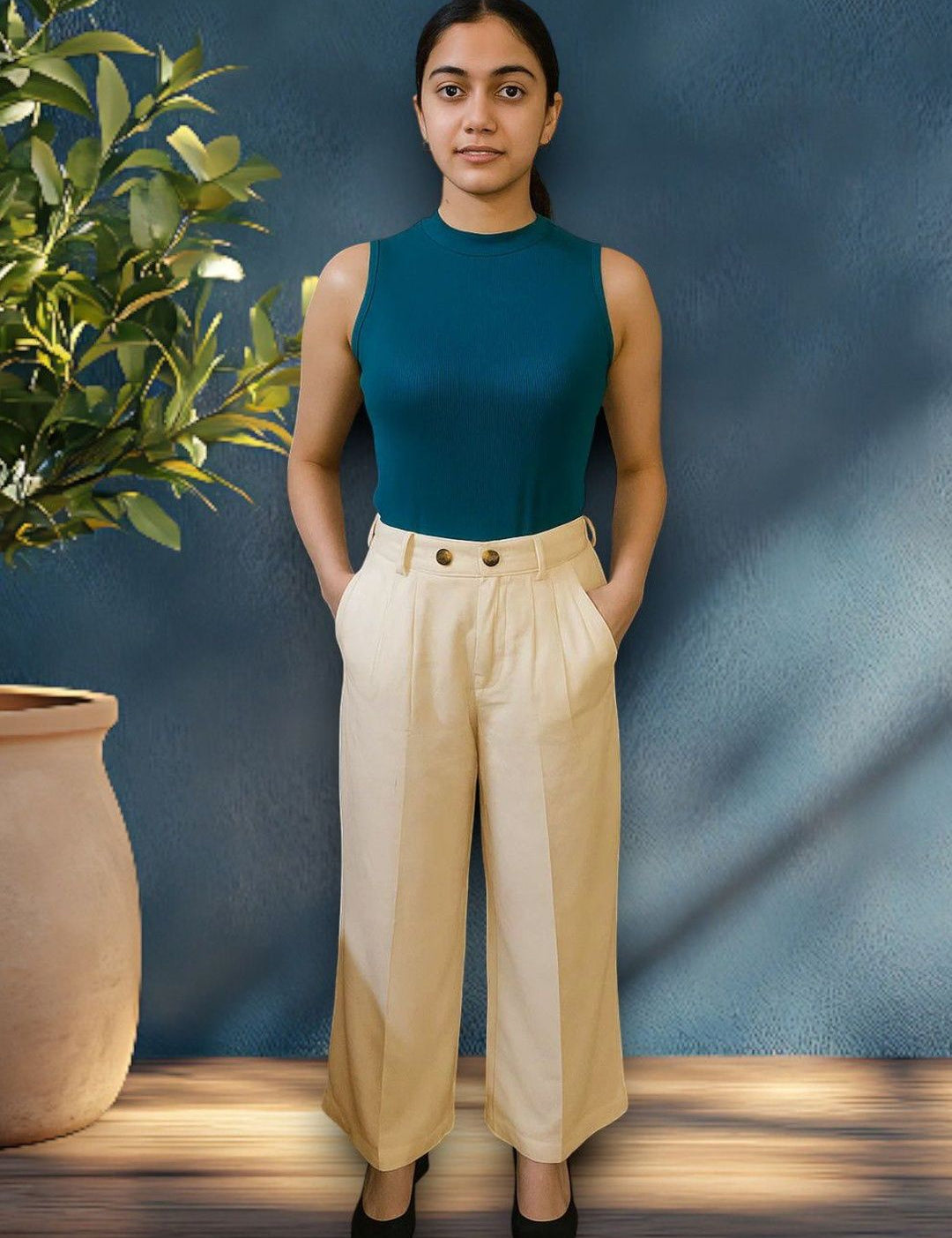 Kotty Women High-Rise Easy Wash Pleated Trousers