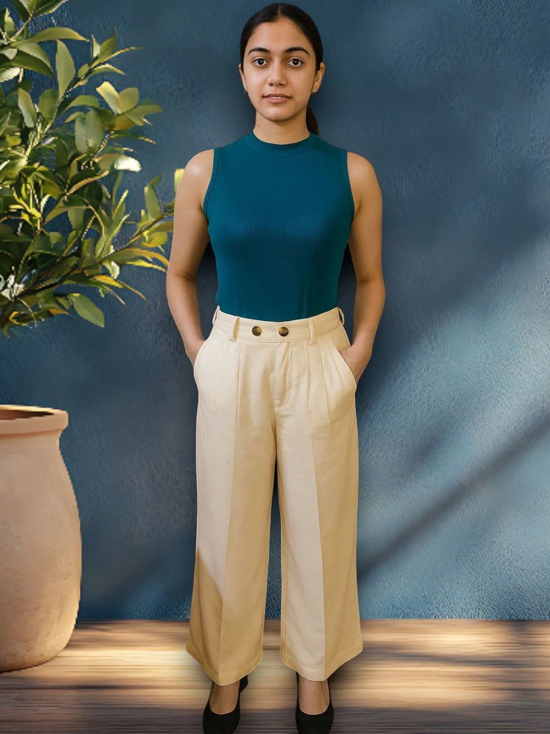 Kotty Women High-Rise Easy Wash Pleated Trousers