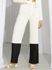 Kotty Women Colourblocked High-Rise Straight Fit Easy Wash Regular Trousers