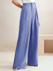 Kotty Women Solid Pleated High-Rise Relaxed Fit Formal Trousers