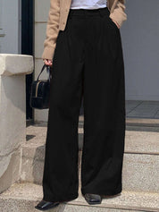 Kotty Women Relaxed Straight Leg Loose Fit High-Rise Corduroy Cotton Trousers