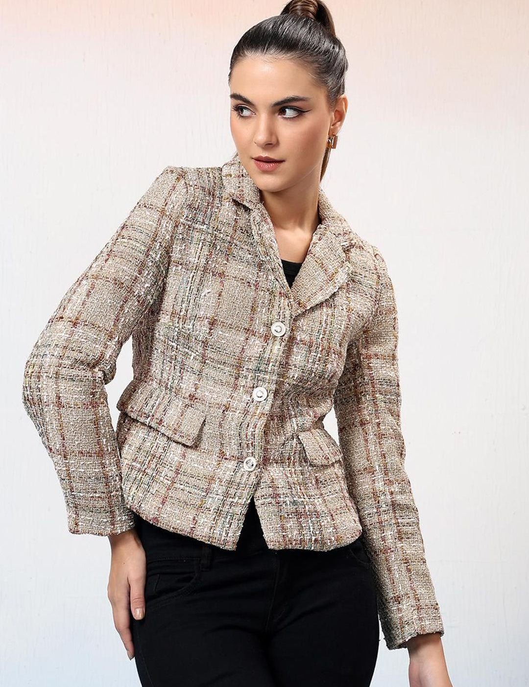 Kotty Checked Single-Breasted Overcoat