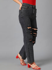 Kotty Women Straight Fit High-Rise Highly Distressed Stretchable Jeans