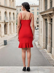 Kotty Women Solid Ruffled Sheath Mini Dress