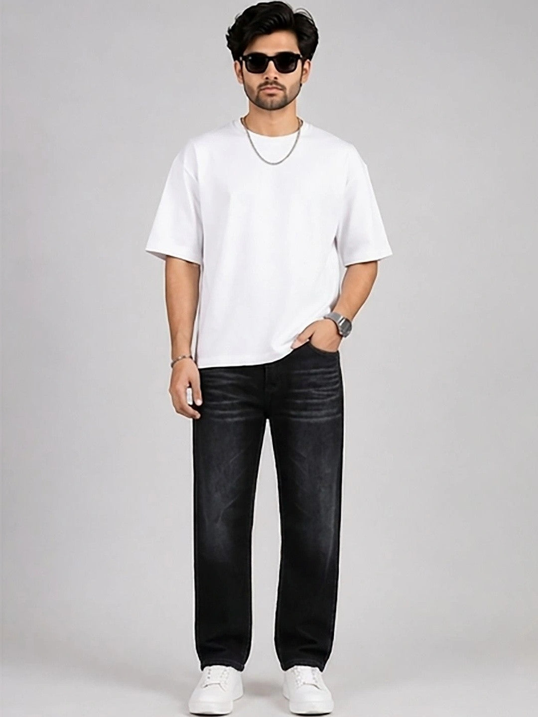 Kotty Men Straight Fit Mid-Rise Stretchable Jeans