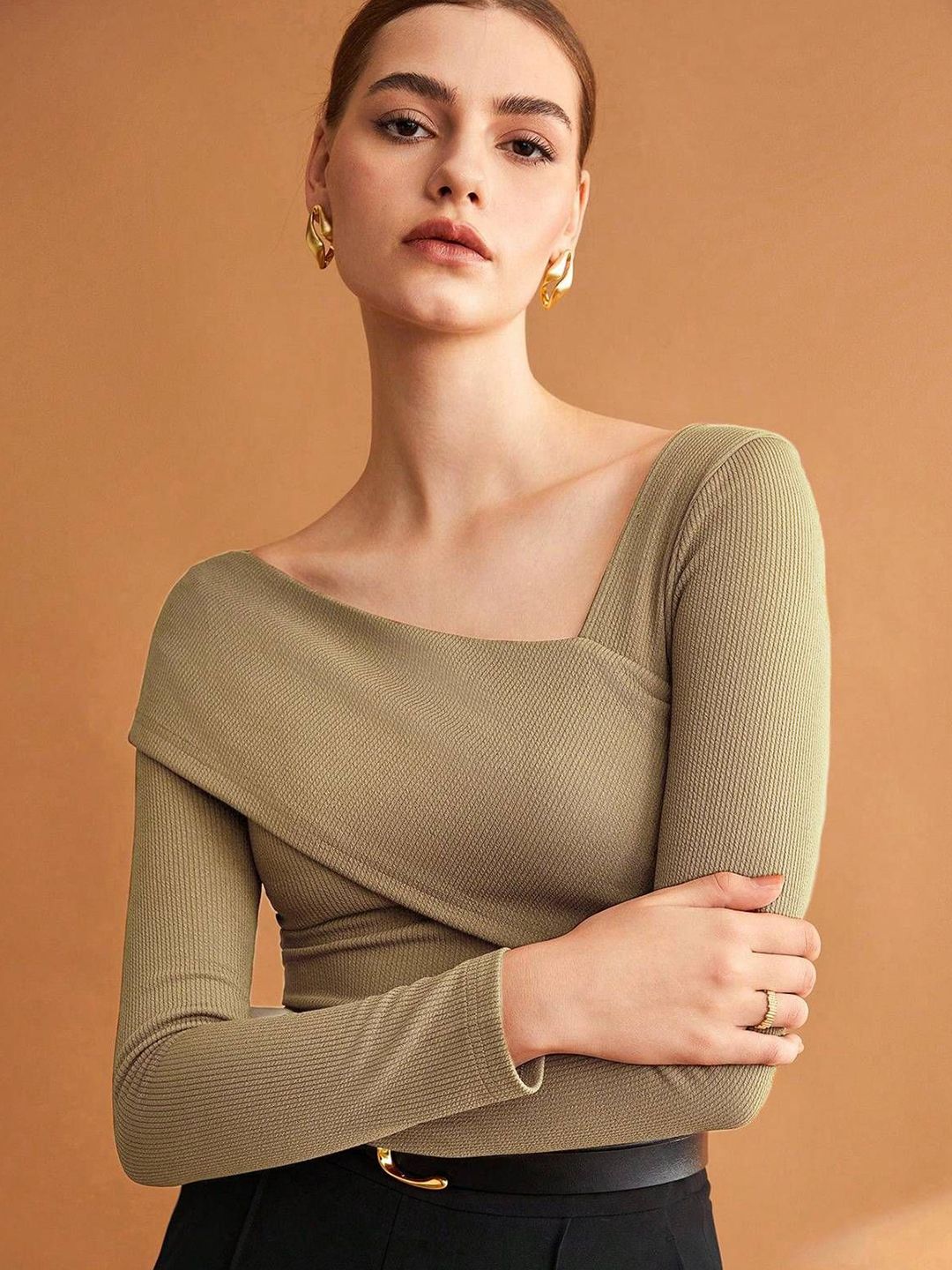 Kotty Women Ribbed Cotton Fitted Top