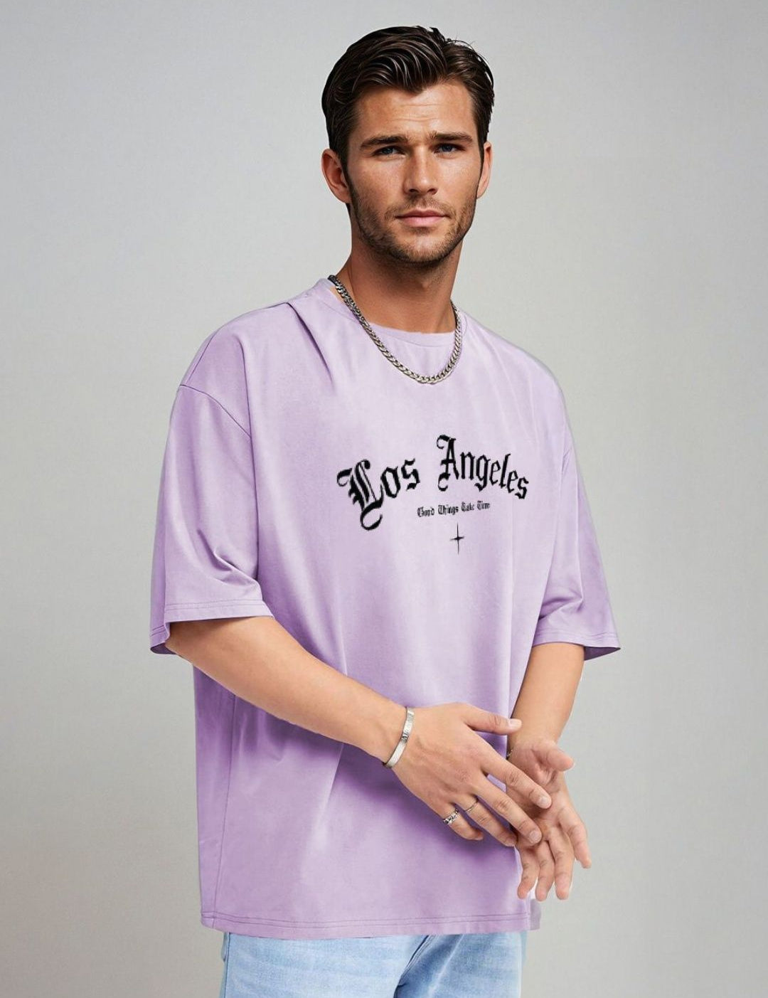 Kotty Men Graphic Printed Round Neck Cotton Oversized T-shirt