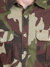 Kotty Men Spread Collar Camouflage Printed Denim Cotton Jacket