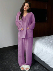 Kotty V-Neck Long Sleeves Top With Pyjamas