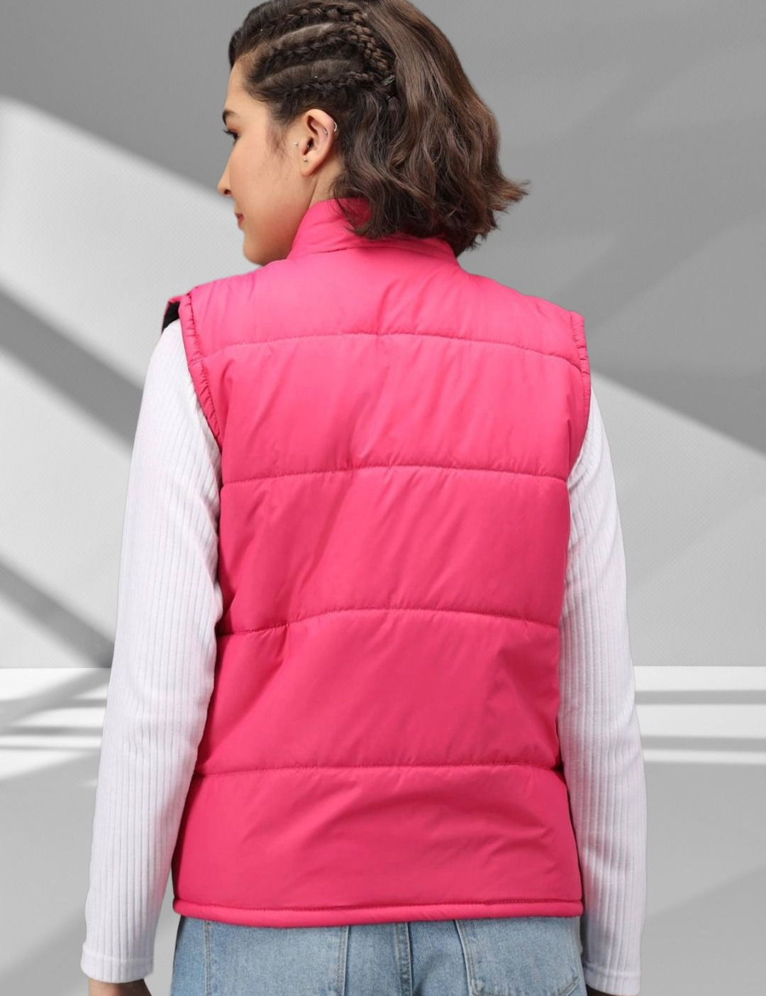 Kotty Women Stand Collar Solid Lightweight Gilet Jacket