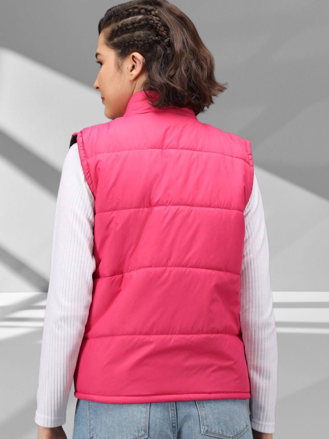 Kotty Women Stand Collar Solid Lightweight Gilet Jacket