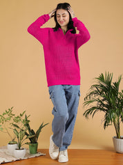 Kotty Women Mock Collar Ribbed Pullover Sweaters