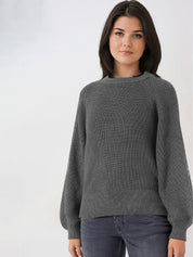 Kotty Women Solid Ribbed Pullover Sweater