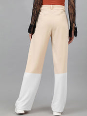 Kotty Women Colourblocked Relaxed Straight Leg Straight Fit High-Rise Easy Wash Trousers
