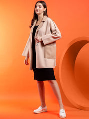 Kotty Women Notched Lapel Longline Overcoat