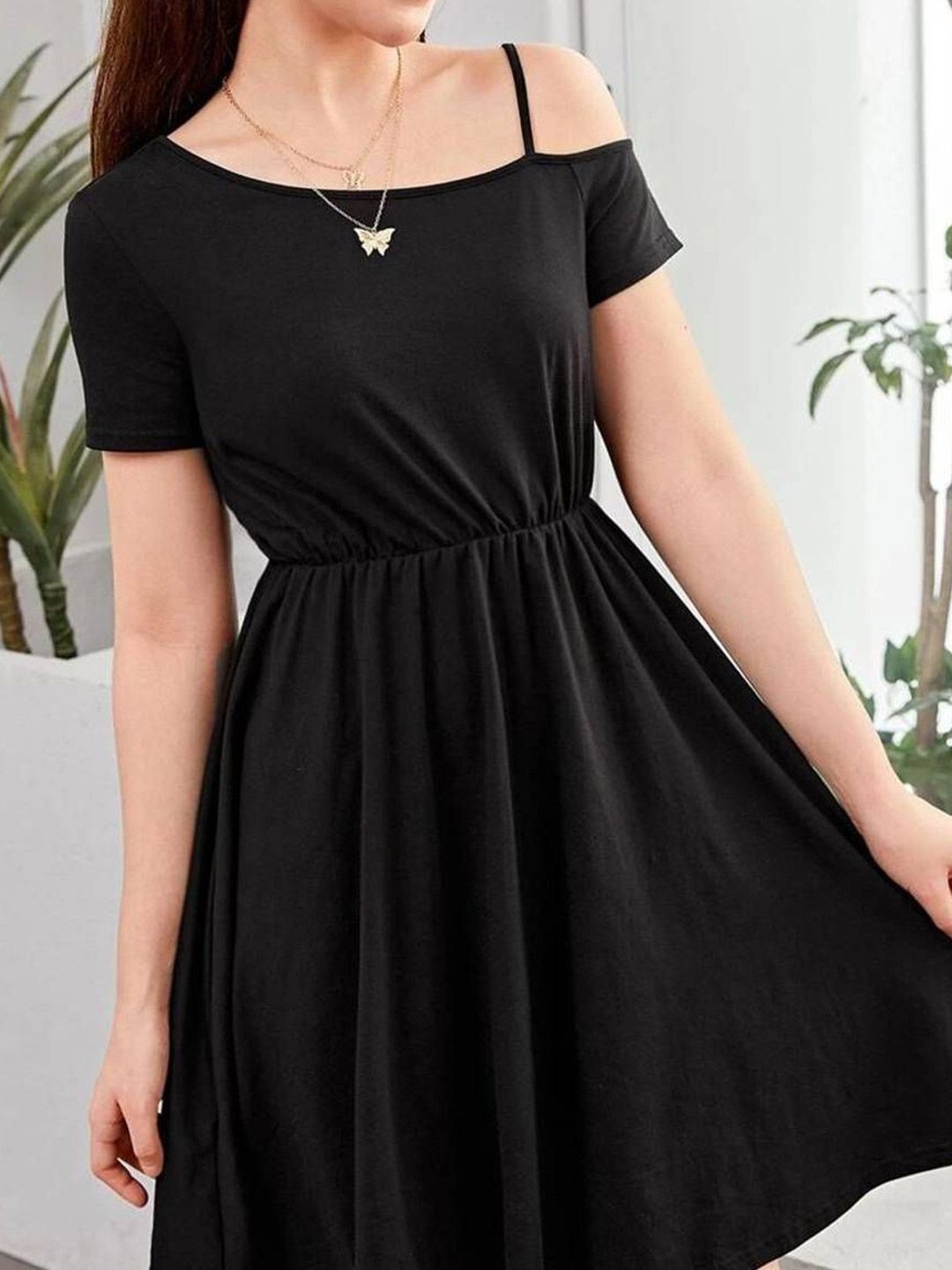 Kotty Girls One Shoulder Cold-Shoulder Fit & Flare Dress