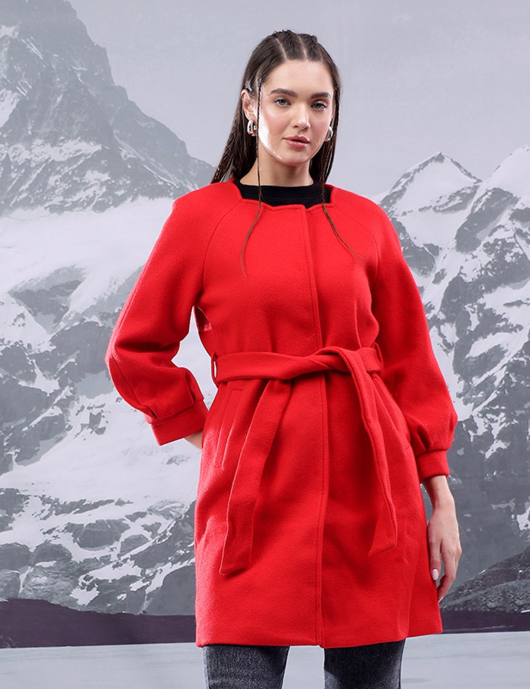 Kotty Women Notched Lapel Single-Breasted Overcoat