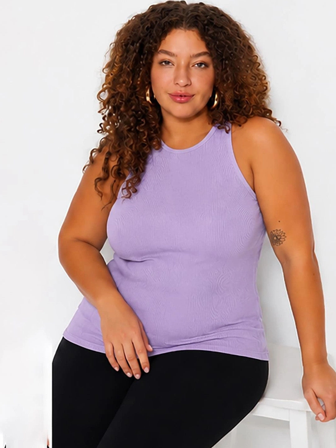 Kotty Women's Violet Round Neck Sleeveless Top | Casual Summer Top