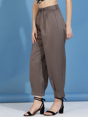 Kotty Women Classic Relaxed Fit High-Rise Pleated Trousers