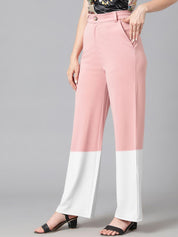 Kotty Women Colourblocked Straight Fit High-Rise Trousers