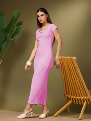 Kotty Women Self Design Keyhole Neck Maxi Dress