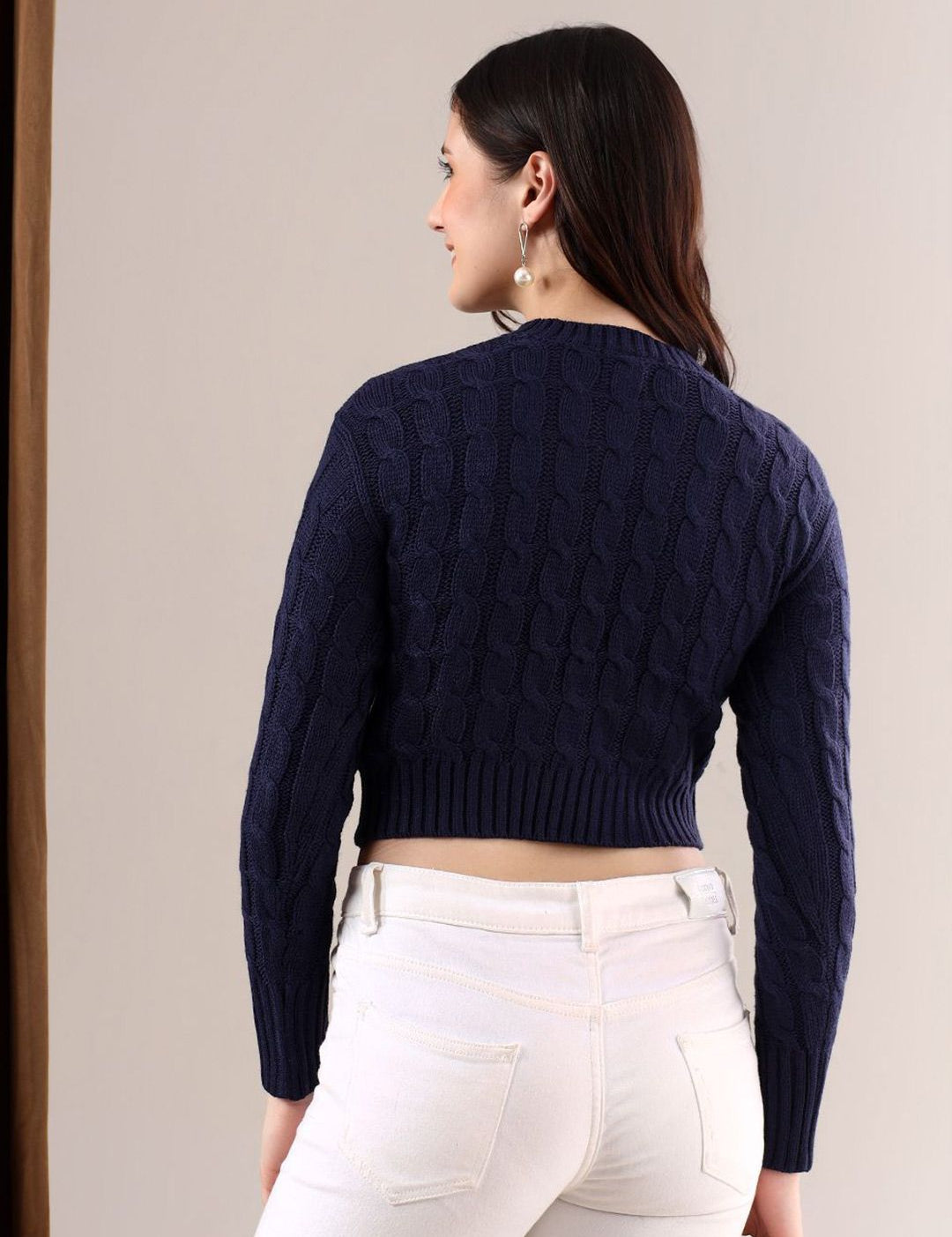 Kotty Women Cable Knit Crop Pullover