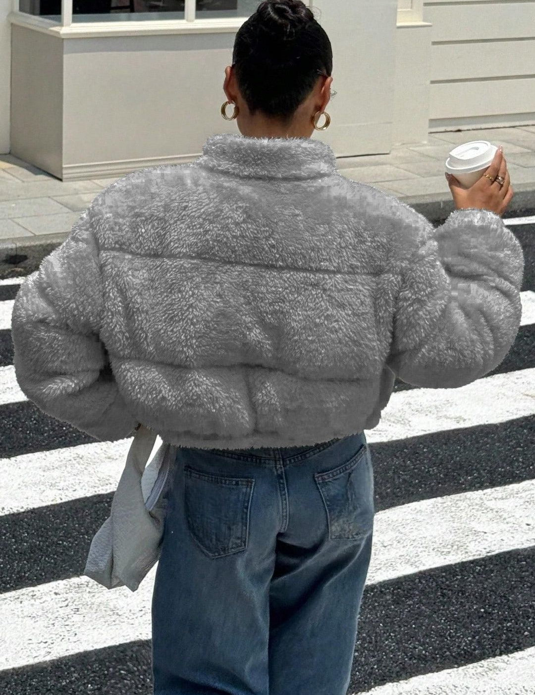 Kotty Women Woollen Crop Open Front Jacket