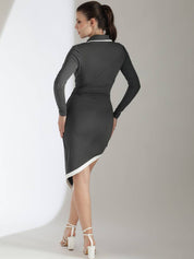 Kotty Women Shirt Collar Bodycon Dress