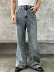 Kotty Men Wide Leg High Rise Light Fade Stretchable Jeans