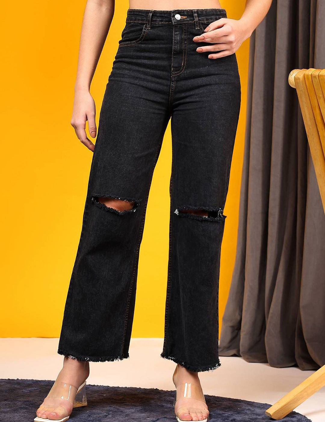 Kotty Women Wide Leg High-Rise Stretchable Regular Jeans