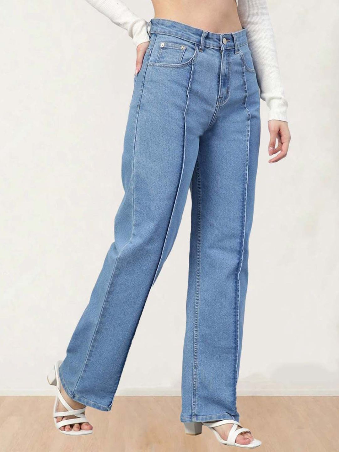 Kotty Women Straight Fit High-Rise Stretchable Jeans