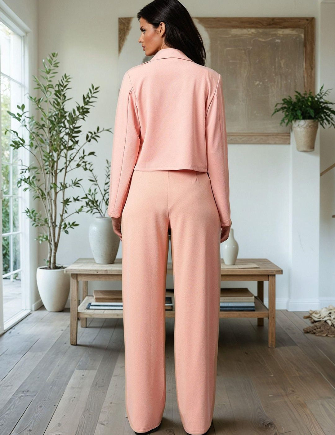 Kotty Lapel Collar Long Sleeves Coat With Trouser 