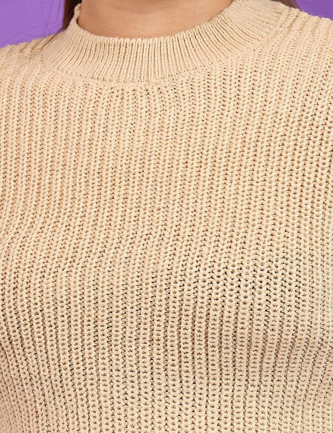 Kotty Women Cable Knit Crop Pullover Sweater