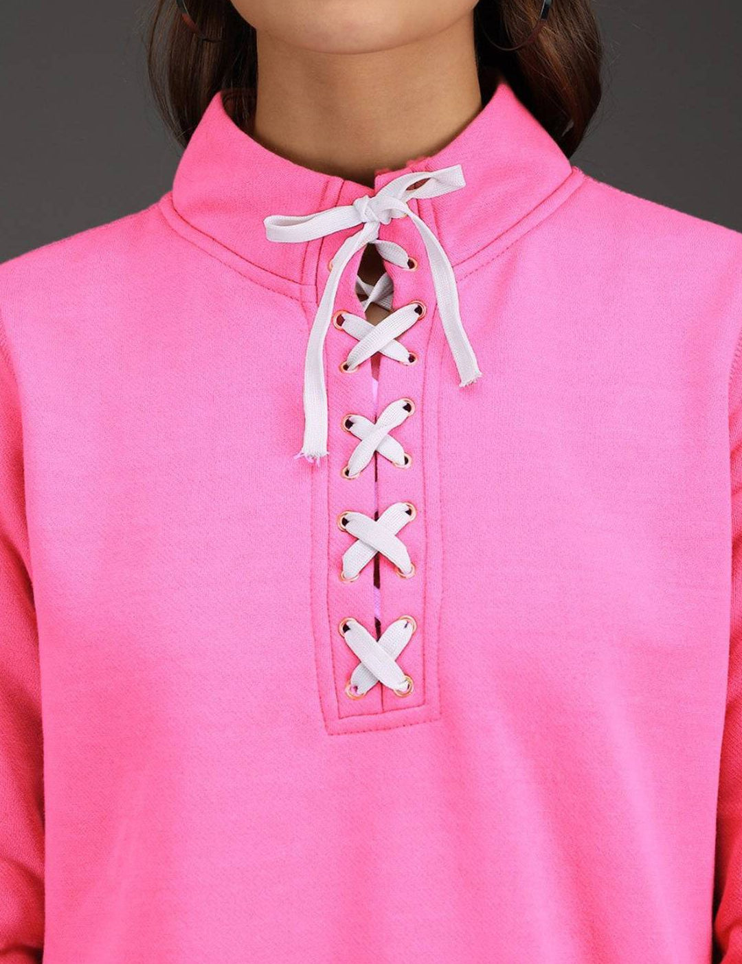 Kotty Women Solid Mock Collar Sweatshirt