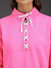 Kotty Women Solid Mock Collar Sweatshirt