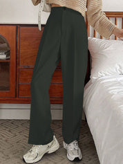 Kotty Women Relaxed Straight Leg High-Rise Cotton Trousers