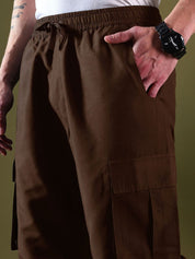 Kotty Men Relaxed Low-Rise Easy Wash Pleated Cargos Trousers