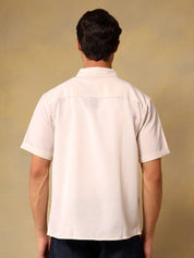 Kotty Men Comfort Fit Solid Spread Collar Linen Casual Shirt