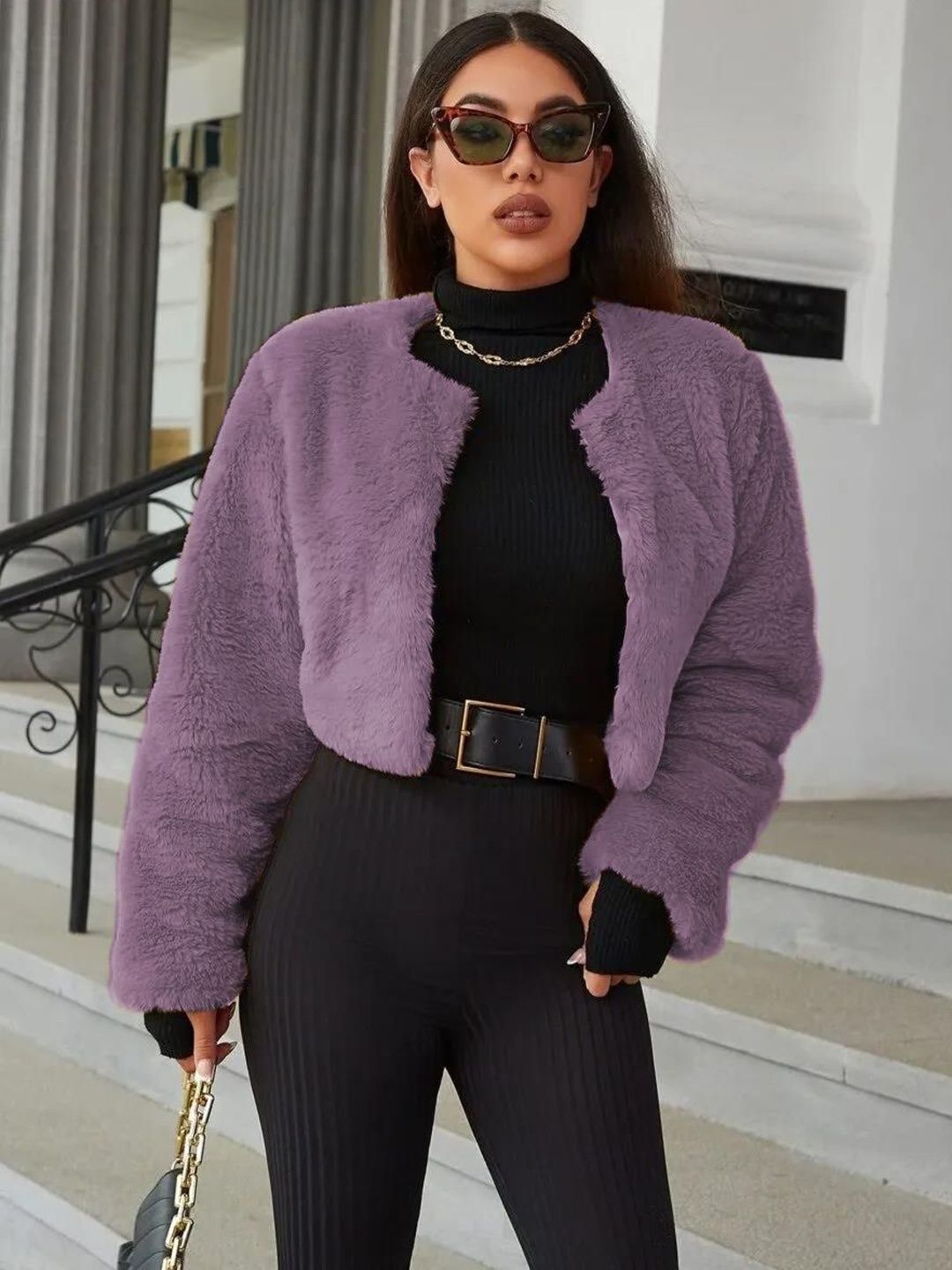 Kotty Women Collarless Self Design Open Front Jacket