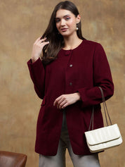 Kotty Band Collar Long Sleeves Overcoat