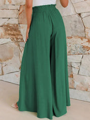 Kotty Women Loose Fit High-Rise Pleated Linen Wide Leg Trousers