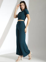 Kotty Round Neck Crop Top With Trousers Co-Ords
