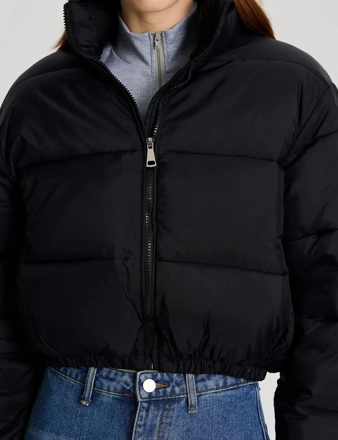 Kotty Women Striped Crop Puffer Jacket