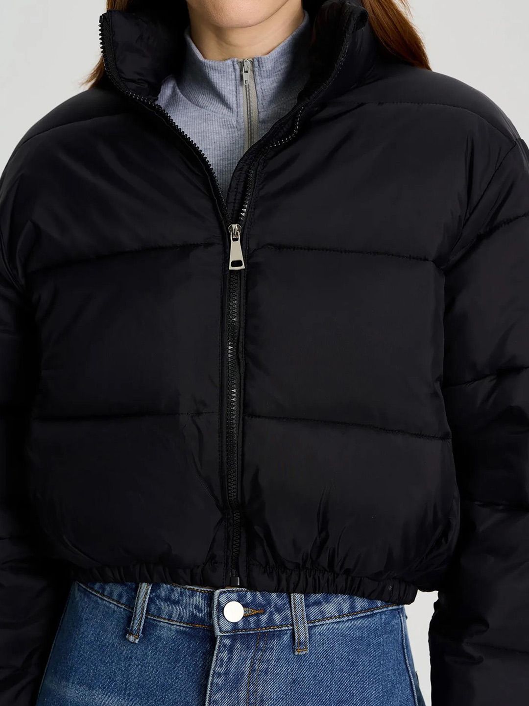 Kotty Women Striped Crop Puffer Jacket