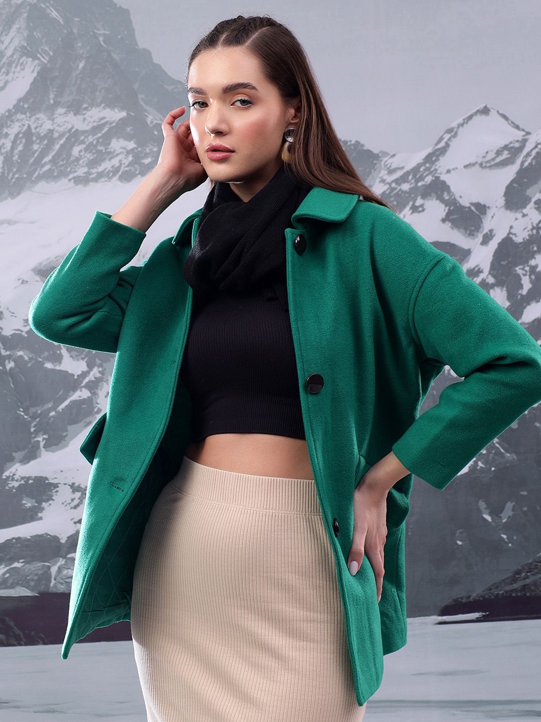 Kotty Women Spread Collar Single-Breasted Overcoat